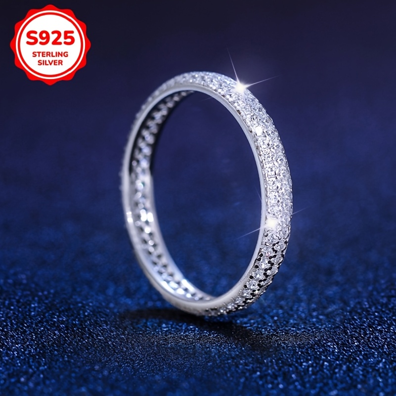 Women's 925 Silver Ring with Synthetic Zirconia, Low Allergy, Wedding Jewelry